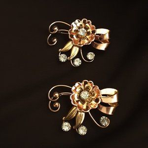 Baby Blue Rhinestone Brooch Set 1/20 12K Gold Filled -Signed Harry Iskin